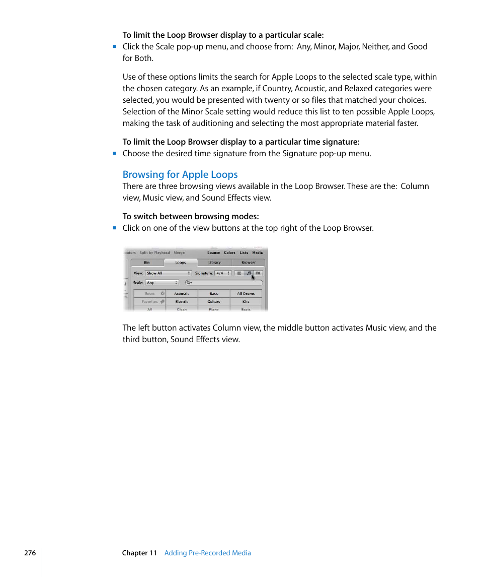 Browsing for apple loops | Apple Logic Express 8 User Manual | Page 276 / 1055