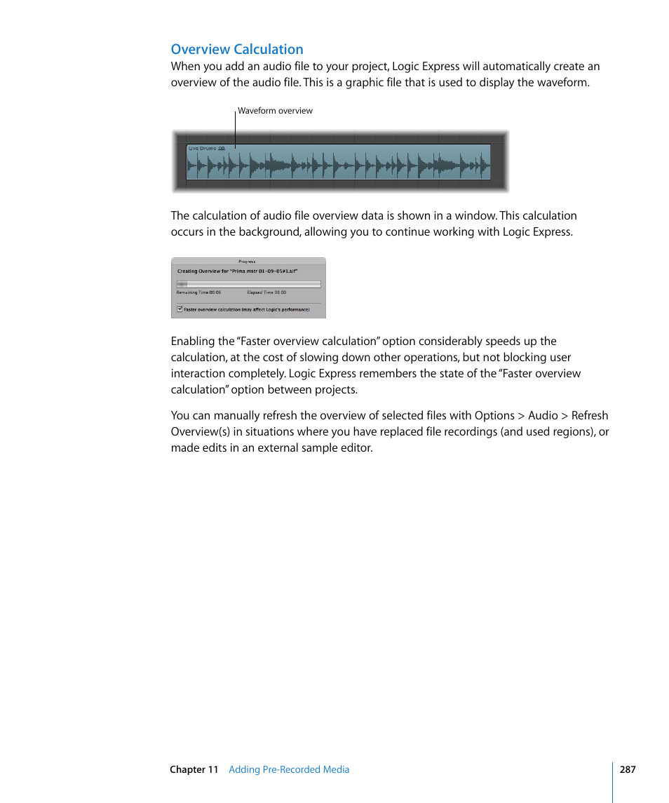 Overview calculation | Apple Logic Express 8 User Manual | Page 287 / 1055