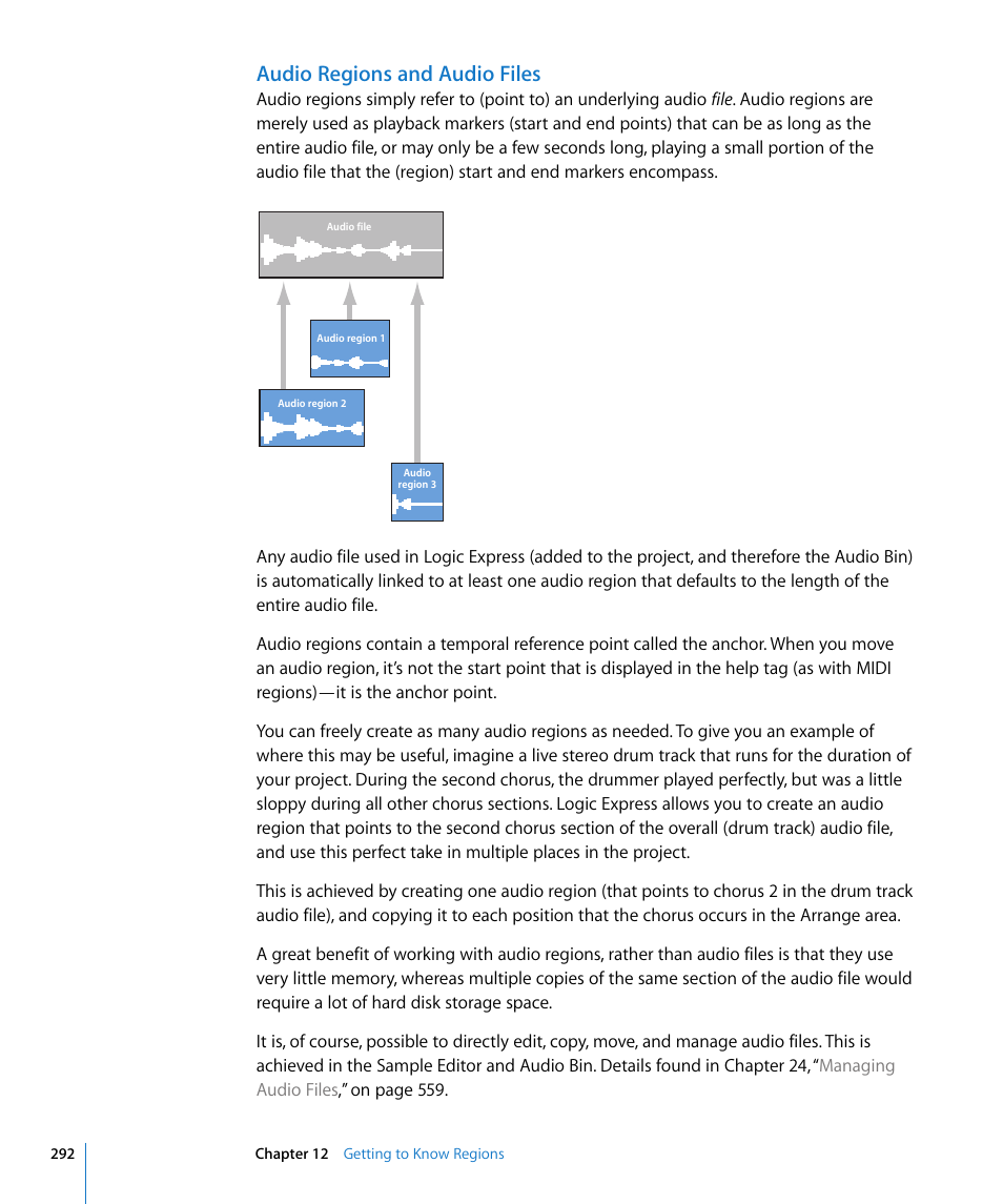 Audio regions and audio files | Apple Logic Express 8 User Manual | Page 292 / 1055