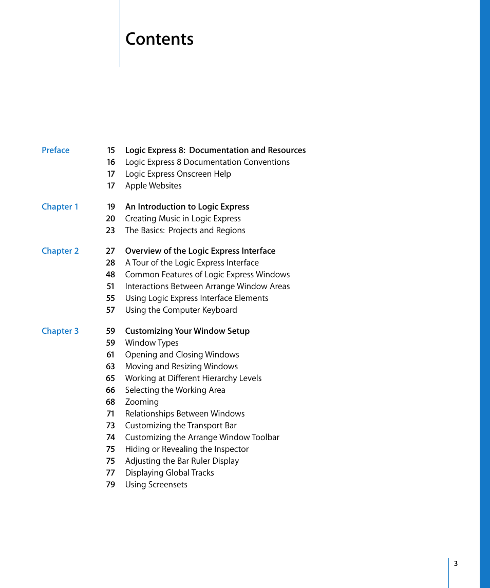 Apple Logic Express 8 User Manual | Page 3 / 1055