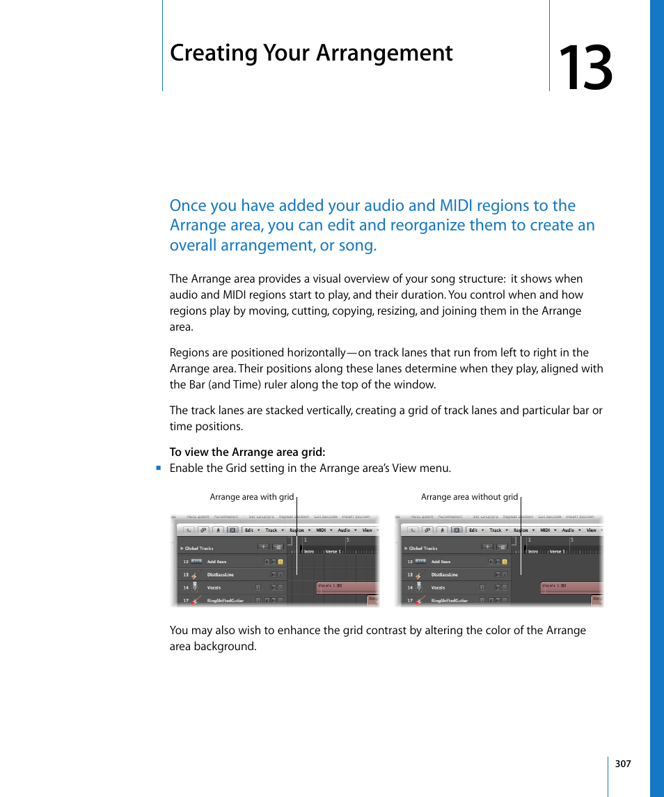 Creating your arrangement, Chapter 13, Ound in chapter 13 | Apple Logic Express 8 User Manual | Page 307 / 1055