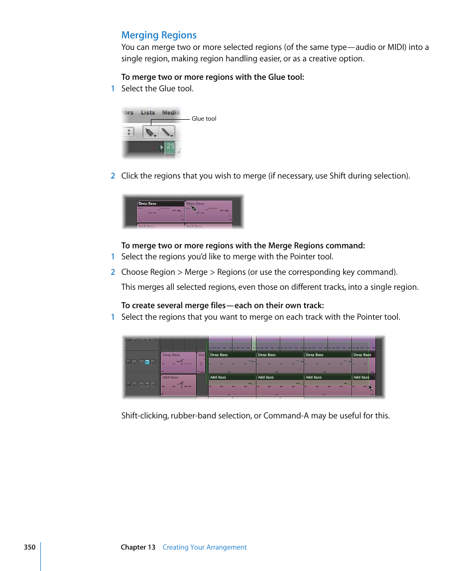 Merging regions | Apple Logic Express 8 User Manual | Page 350 / 1055