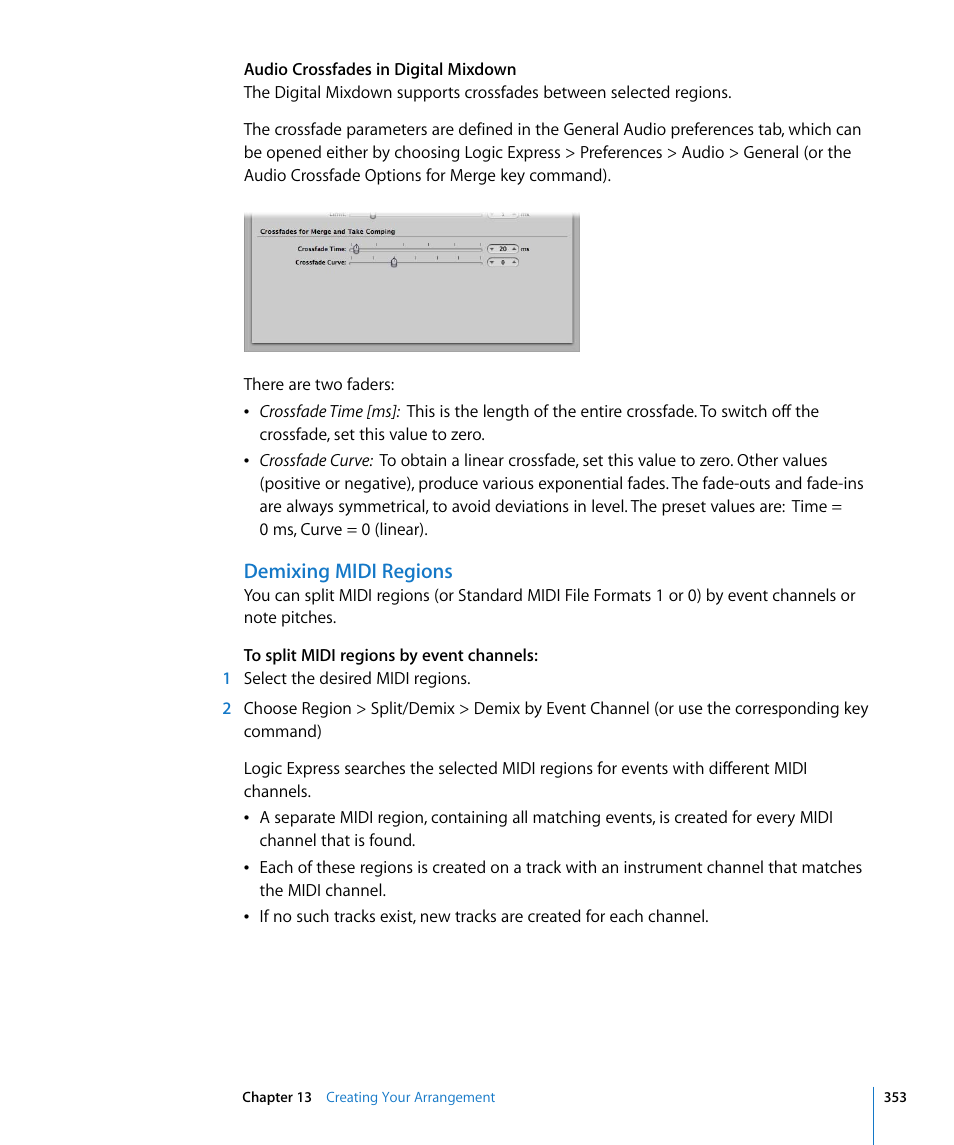 Demixing midi regions | Apple Logic Express 8 User Manual | Page 353 / 1055
