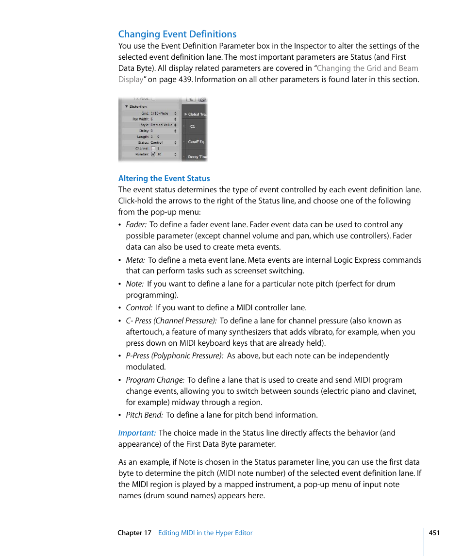 Changing event definitions, Or (see | Apple Logic Express 8 User Manual | Page 451 / 1055