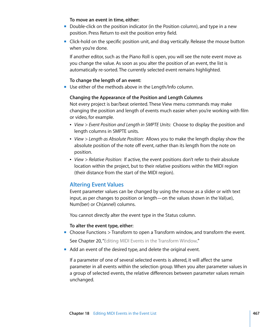 Altering event values | Apple Logic Express 8 User Manual | Page 467 / 1055