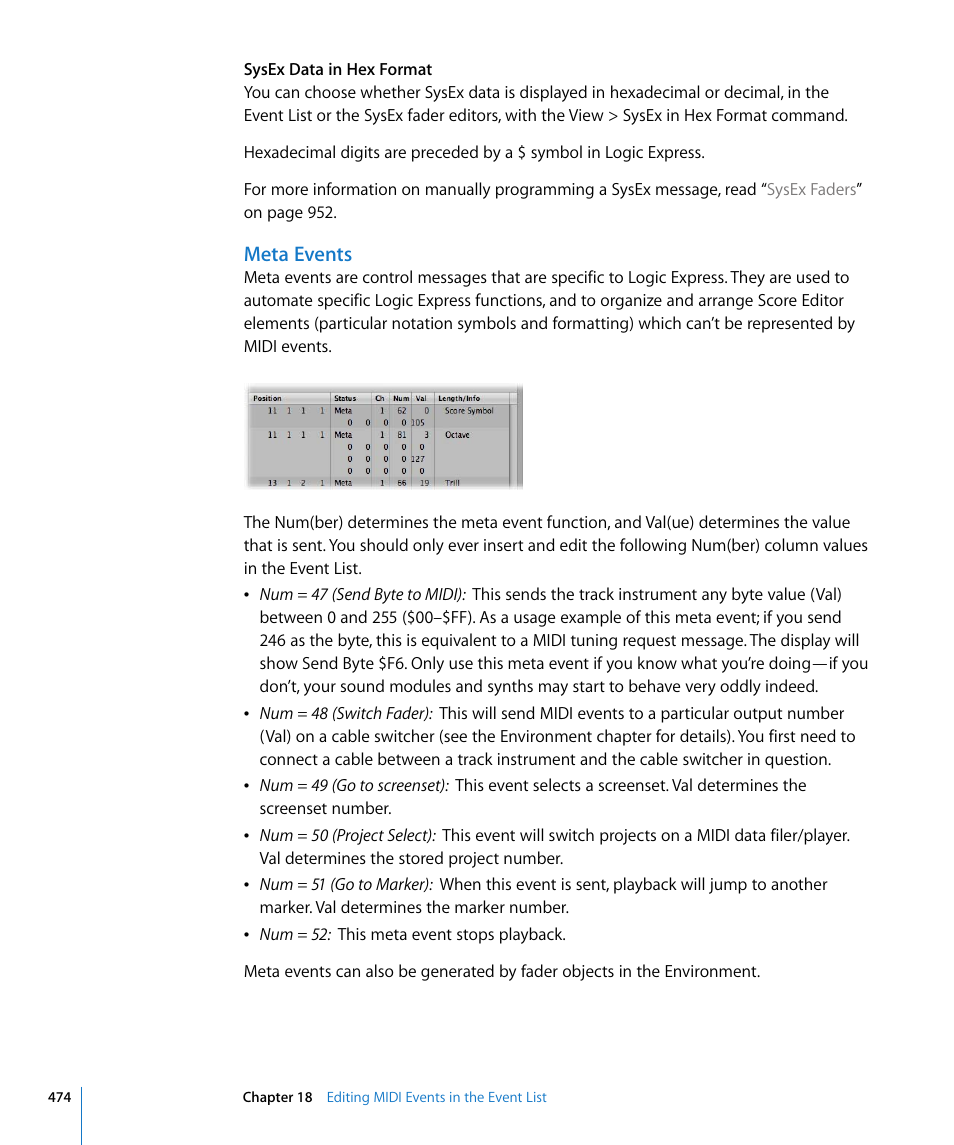 Meta events | Apple Logic Express 8 User Manual | Page 474 / 1055