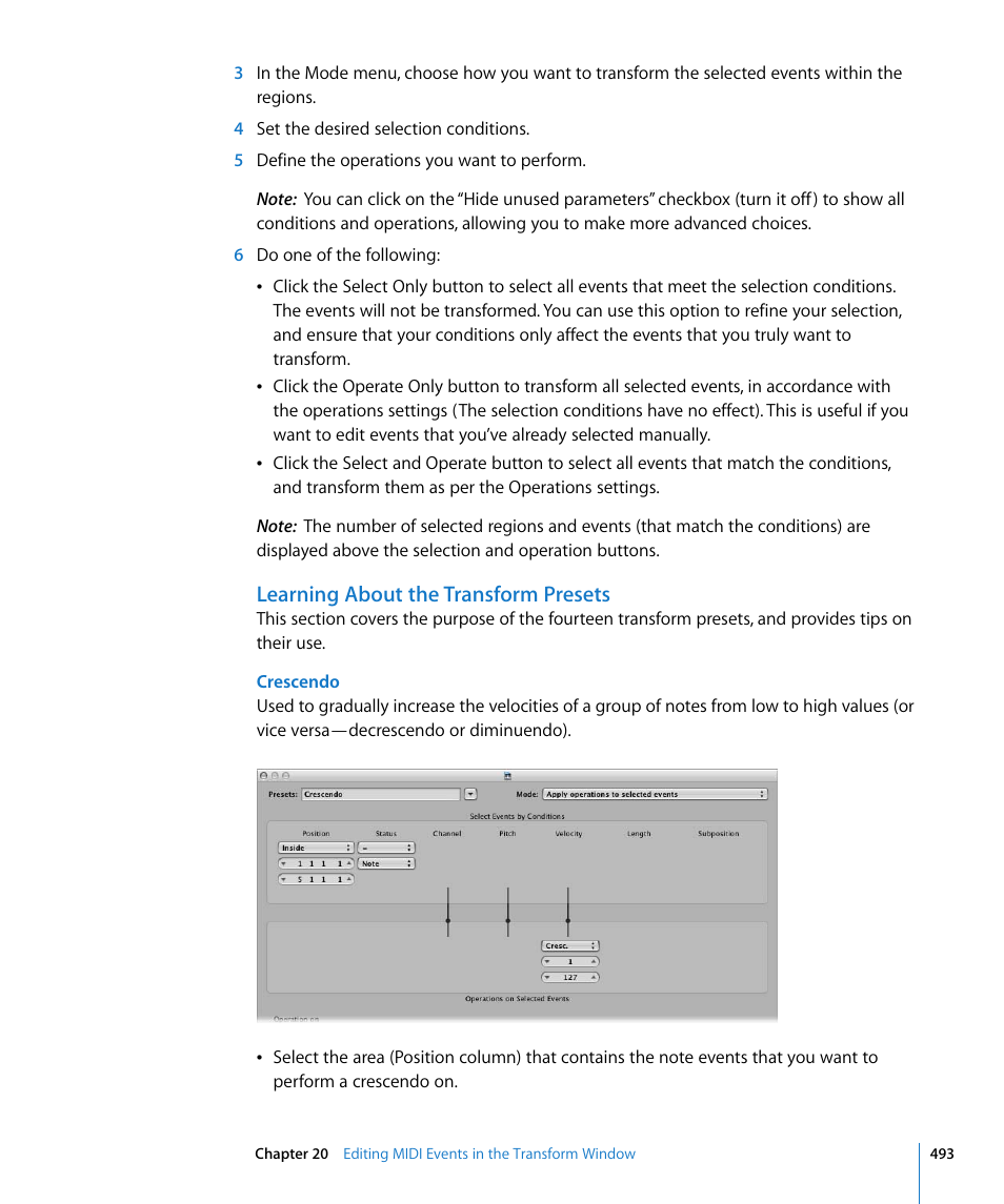 Learning about the transform presets | Apple Logic Express 8 User Manual | Page 493 / 1055