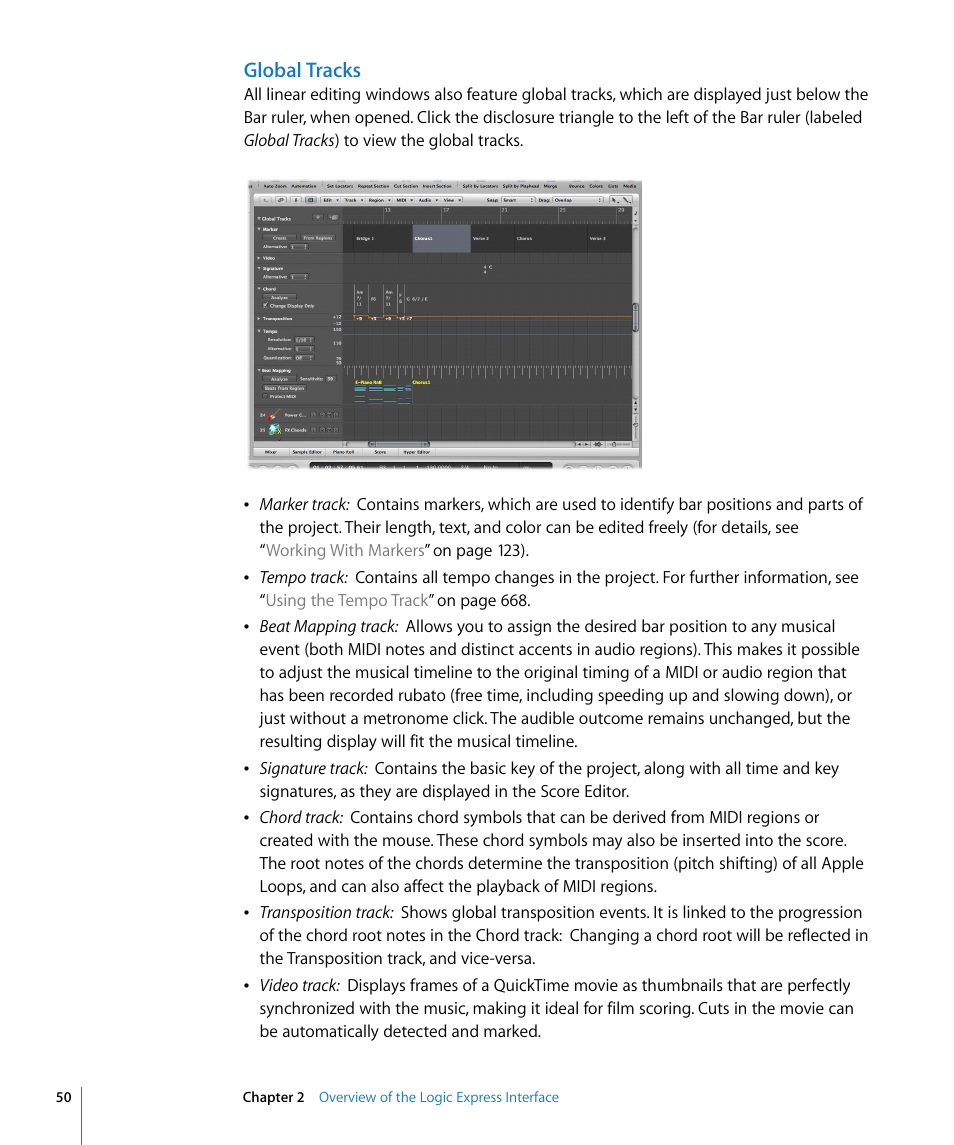 Global tracks | Apple Logic Express 8 User Manual | Page 50 / 1055