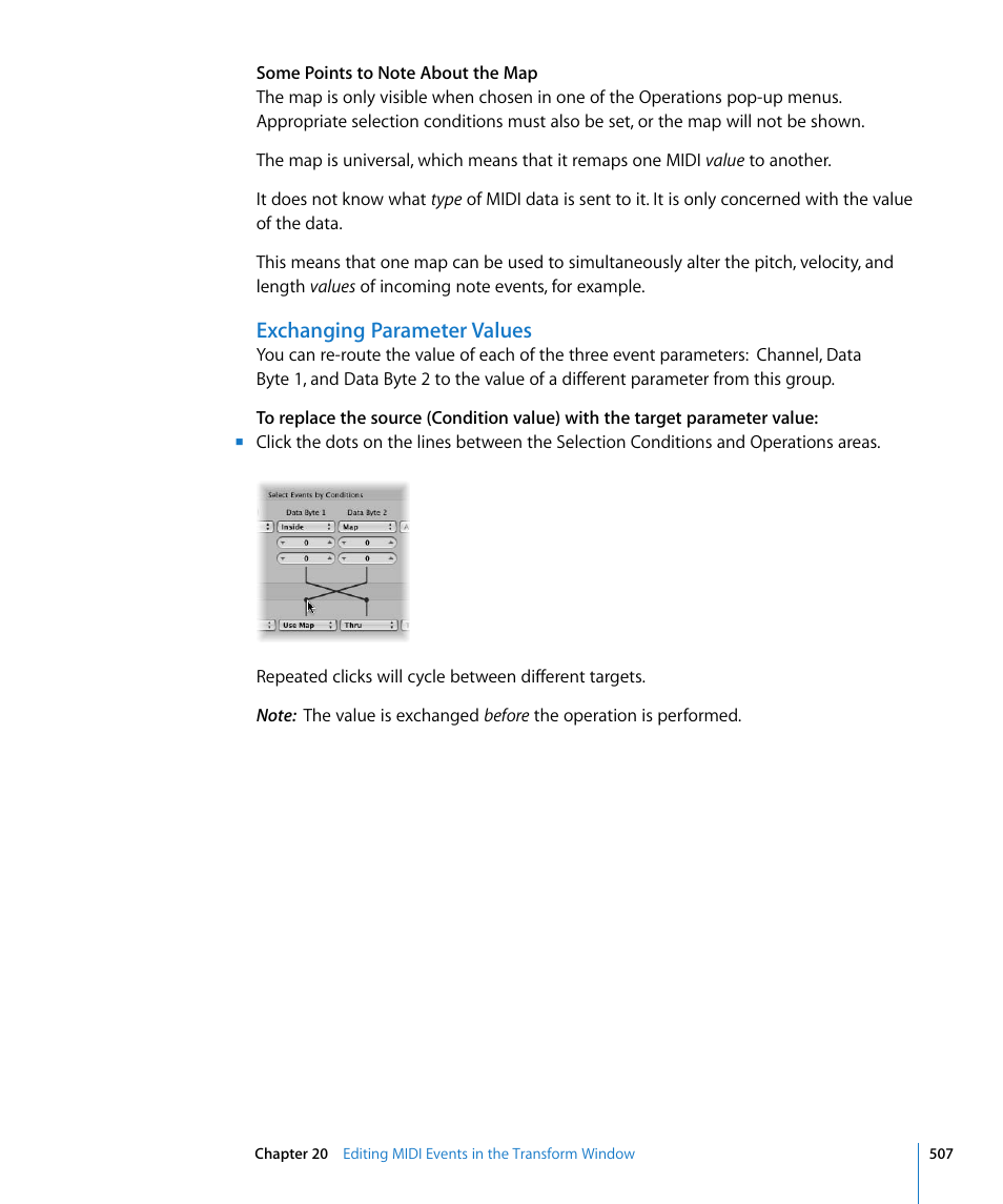 Exchanging parameter values | Apple Logic Express 8 User Manual | Page 507 / 1055