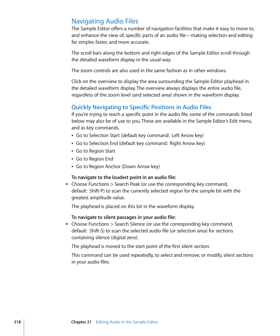 Navigating audio files | Apple Logic Express 8 User Manual | Page 518 / 1055