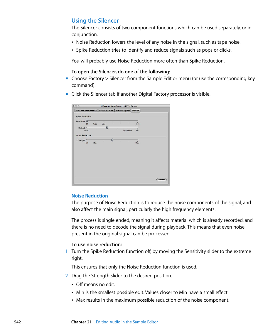 Using the silencer | Apple Logic Express 8 User Manual | Page 542 / 1055