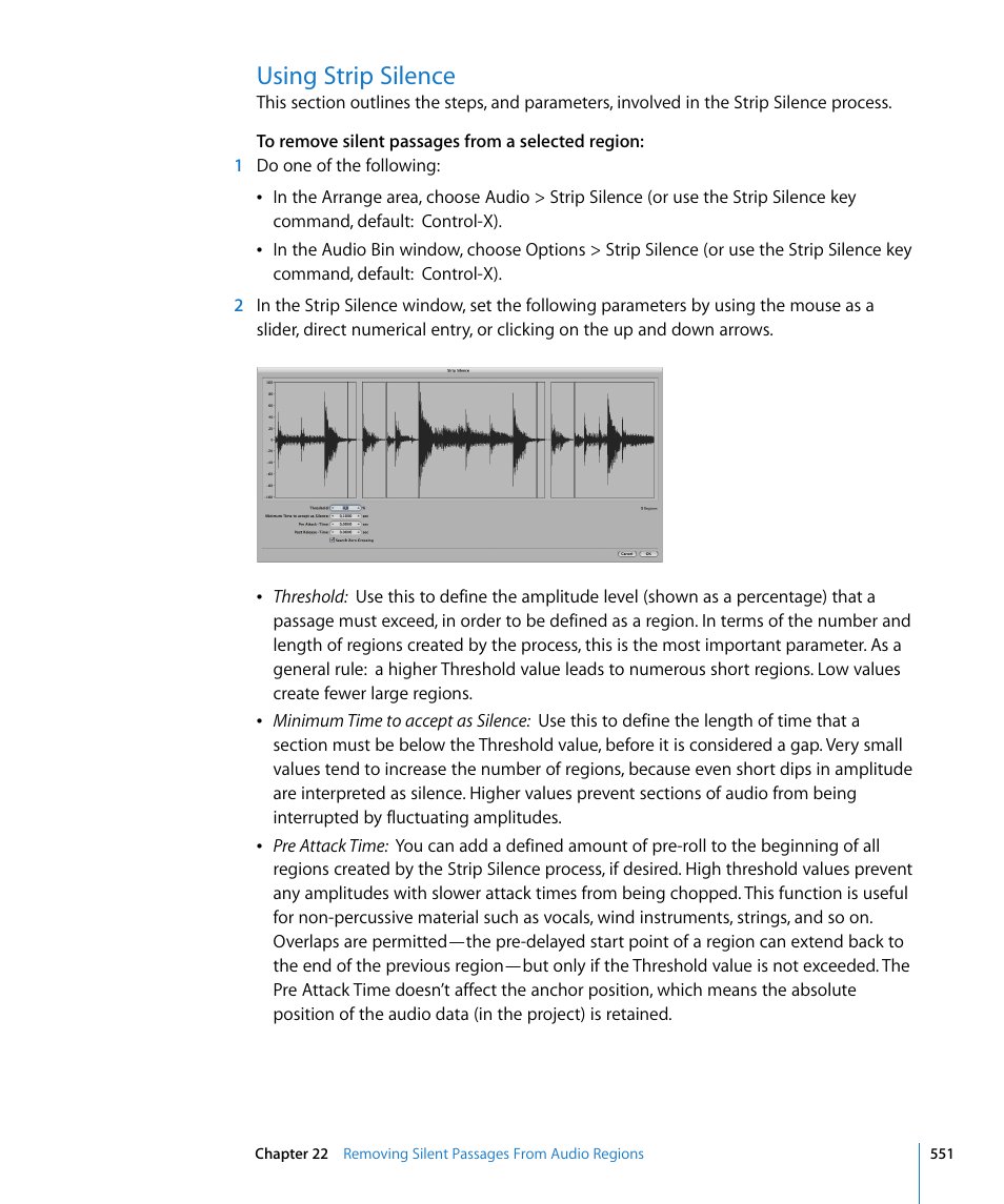 Using strip silence | Apple Logic Express 8 User Manual | Page 551 / 1055