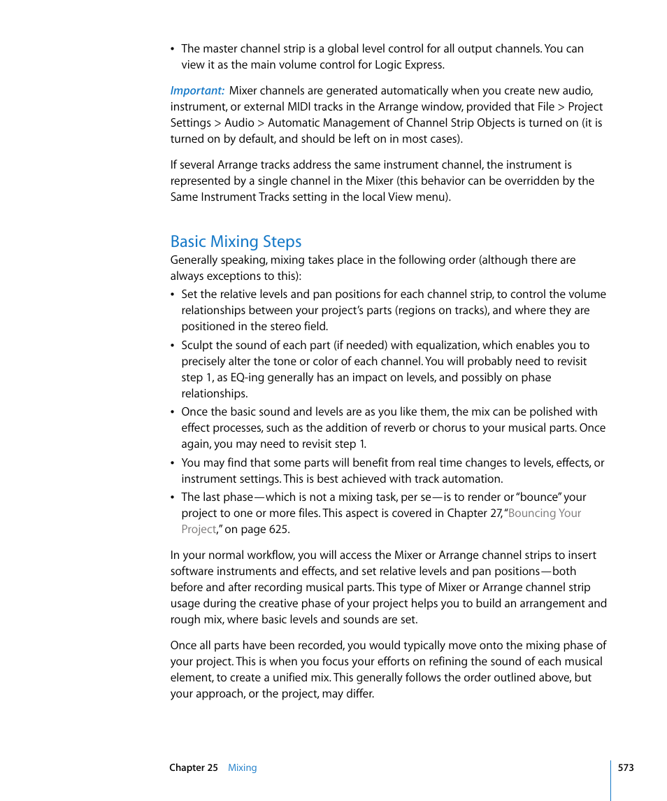 Basic mixing steps | Apple Logic Express 8 User Manual | Page 573 / 1055