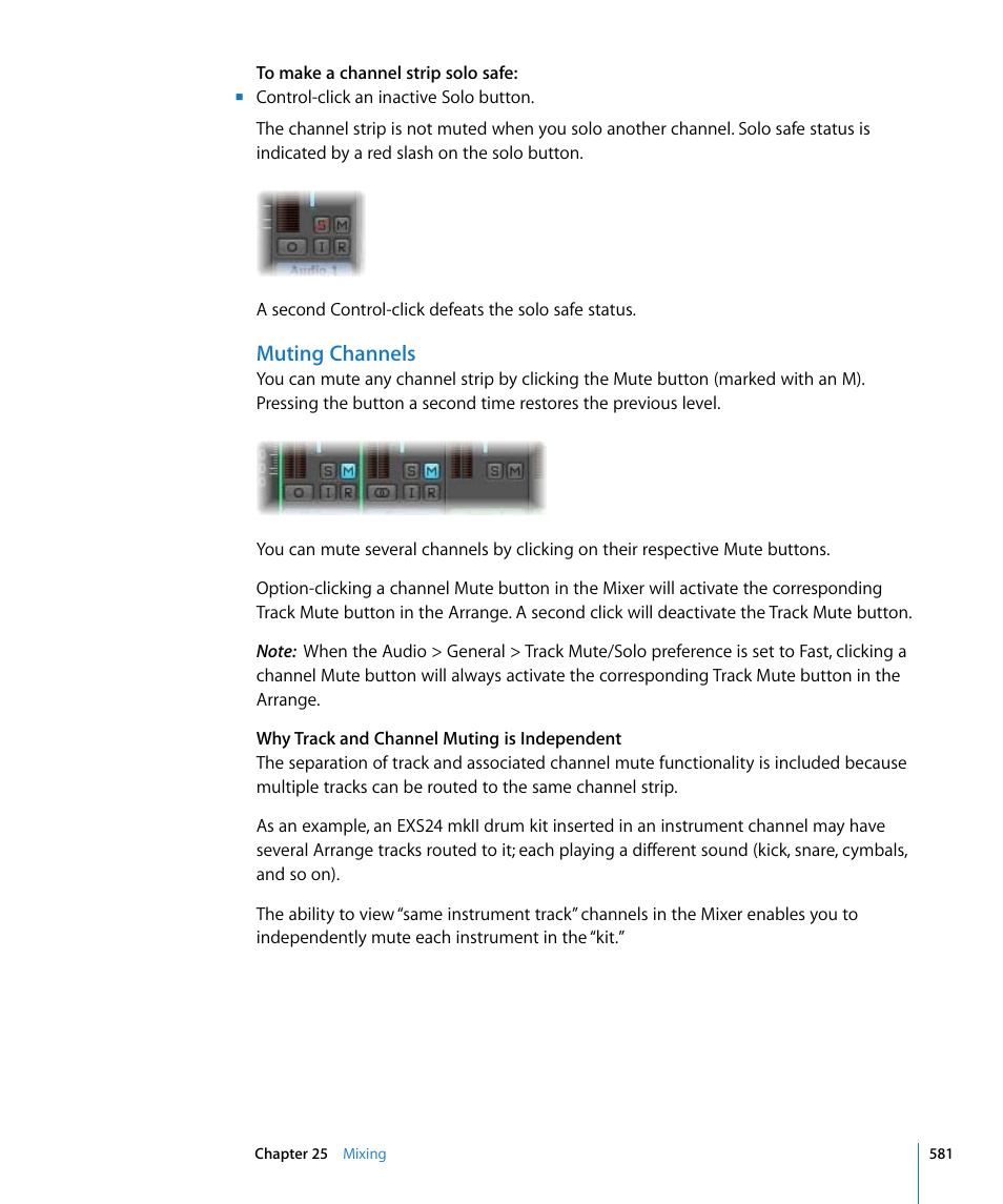 Muting channels | Apple Logic Express 8 User Manual | Page 581 / 1055