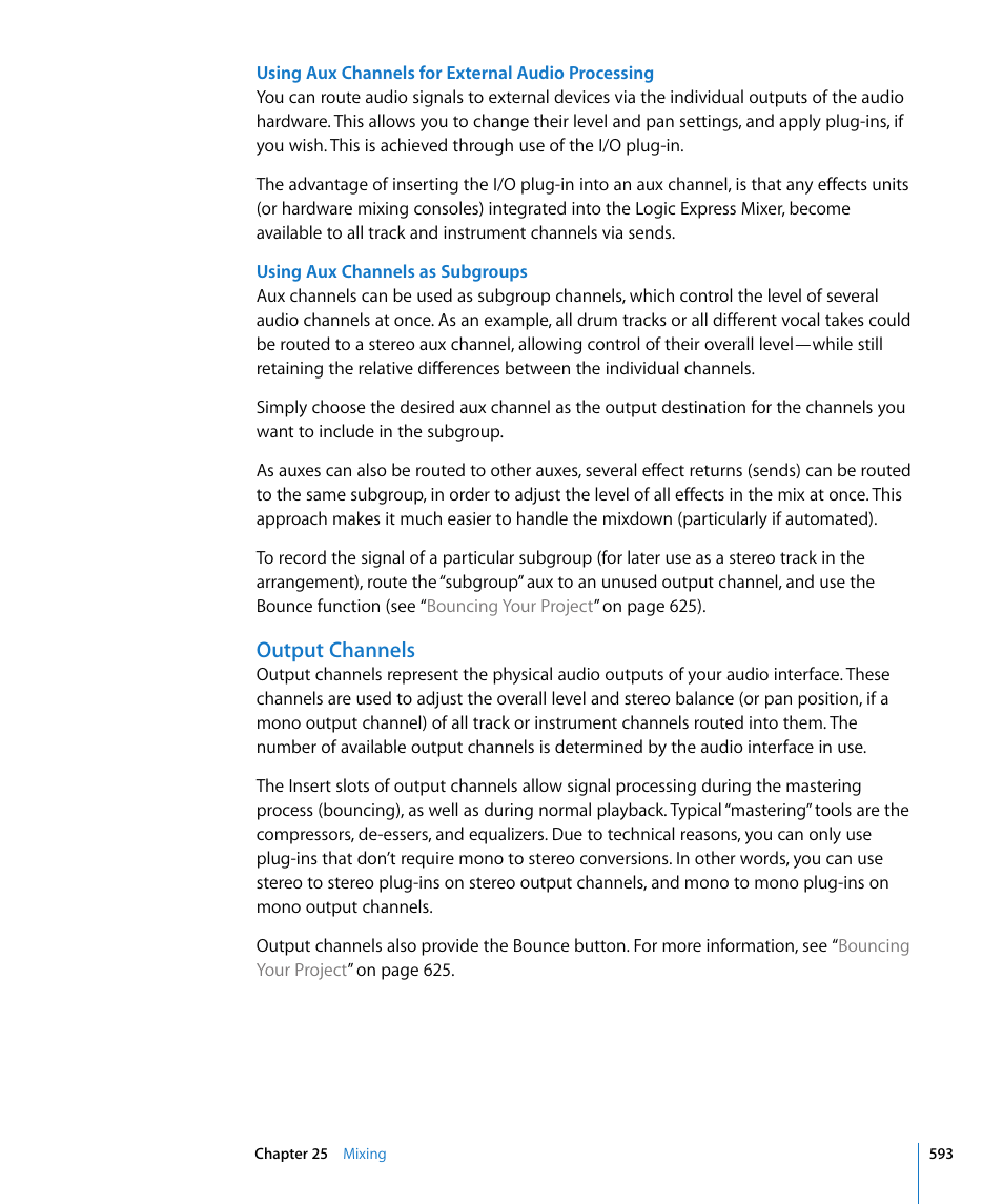 Output channels | Apple Logic Express 8 User Manual | Page 593 / 1055