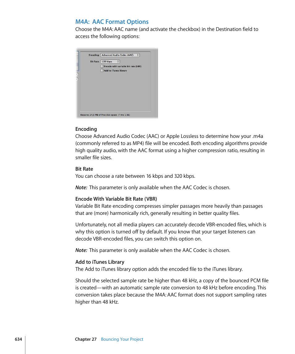 M4a: aac format options | Apple Logic Express 8 User Manual | Page 634 / 1055