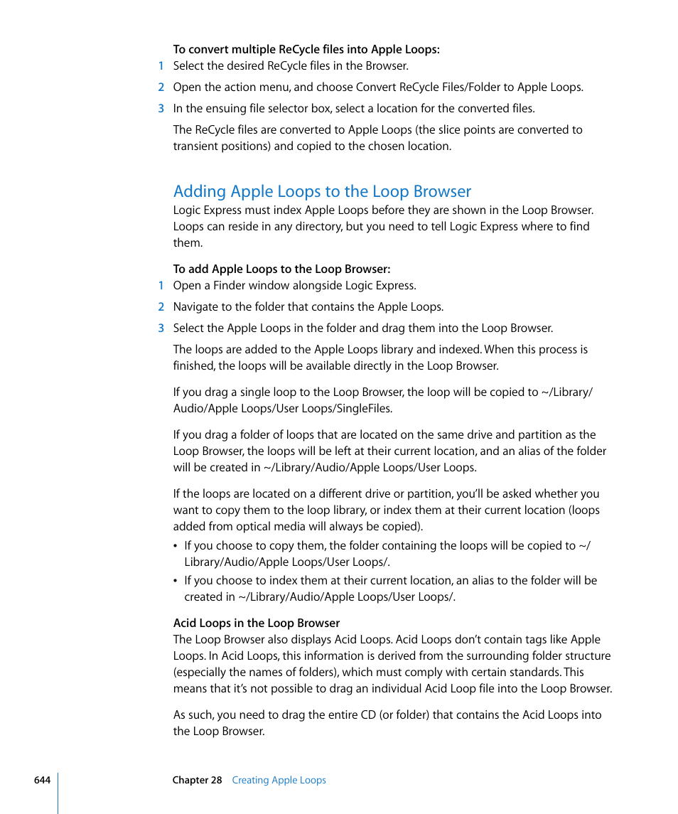 Adding apple loops to the loop browser | Apple Logic Express 8 User Manual | Page 644 / 1055