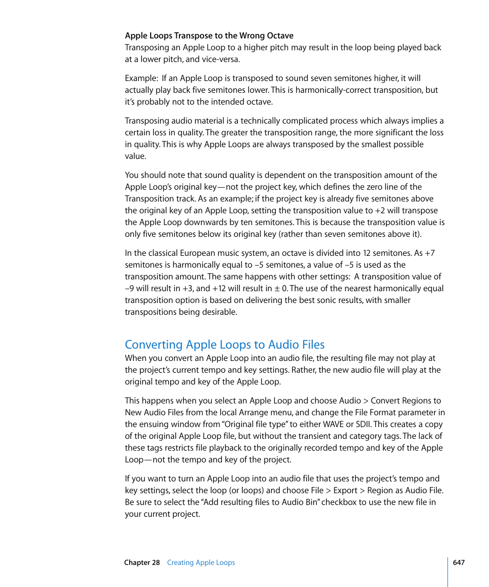 Converting apple loops to audio files | Apple Logic Express 8 User Manual | Page 647 / 1055