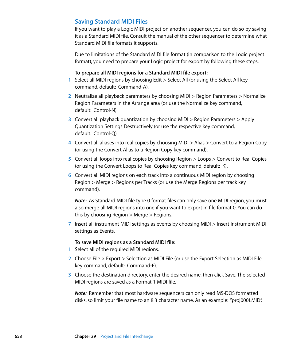 Saving standard midi files | Apple Logic Express 8 User Manual | Page 658 / 1055