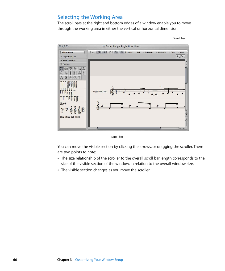 Selecting the working area | Apple Logic Express 8 User Manual | Page 66 / 1055