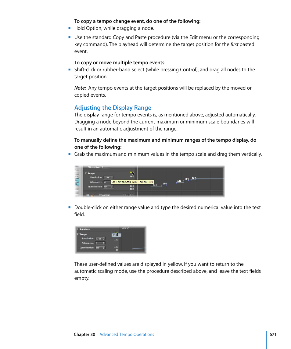 Adjusting the display range | Apple Logic Express 8 User Manual | Page 671 / 1055