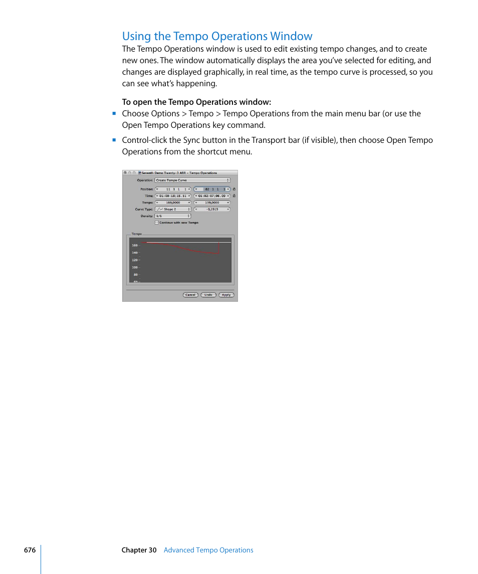 Using the tempo operations window | Apple Logic Express 8 User Manual | Page 676 / 1055