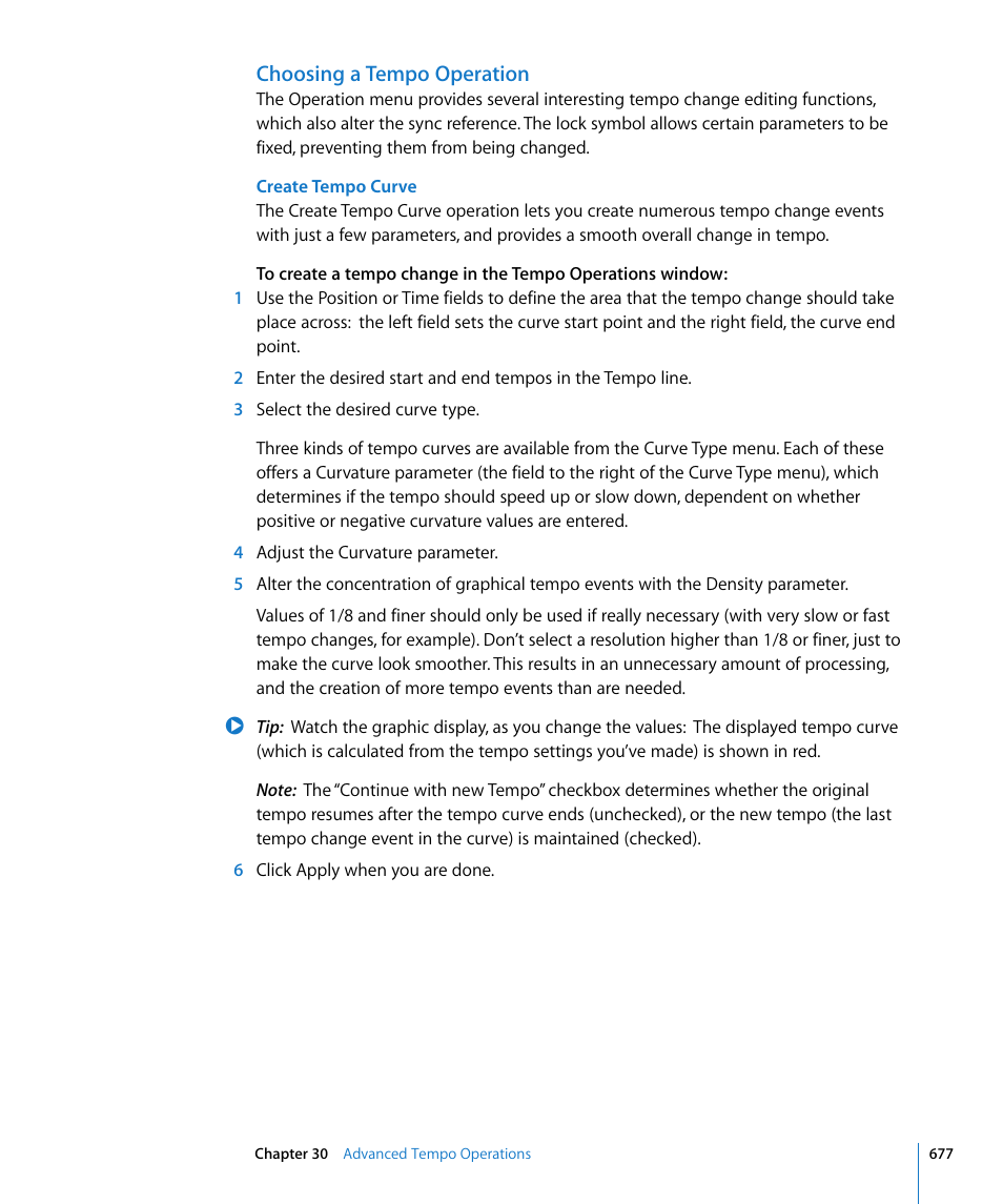 Choosing a tempo operation | Apple Logic Express 8 User Manual | Page 677 / 1055