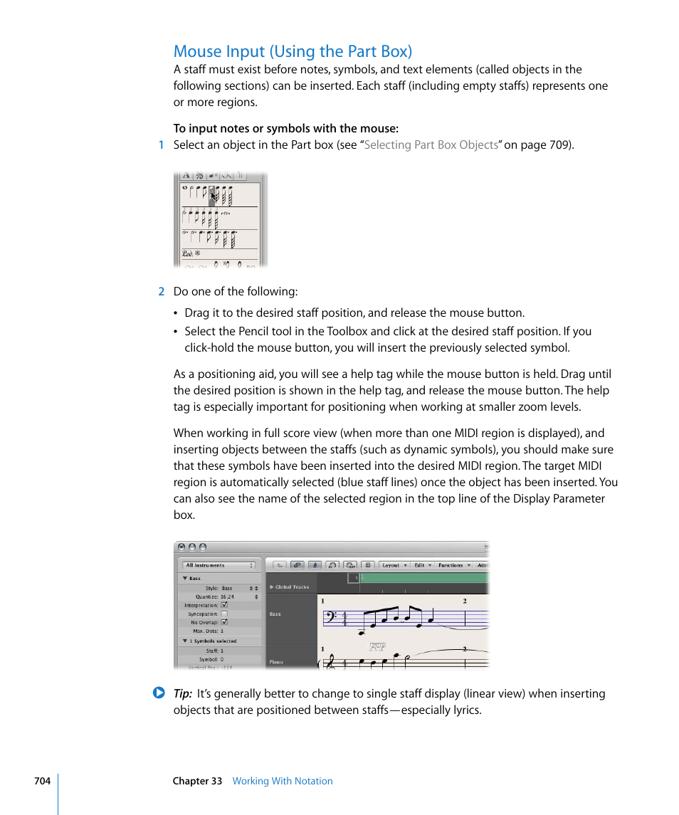 Mouse input (using the part box) | Apple Logic Express 8 User Manual | Page 704 / 1055