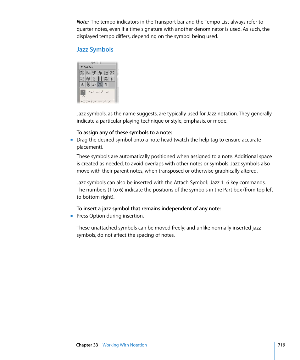 Jazz symbols | Apple Logic Express 8 User Manual | Page 719 / 1055
