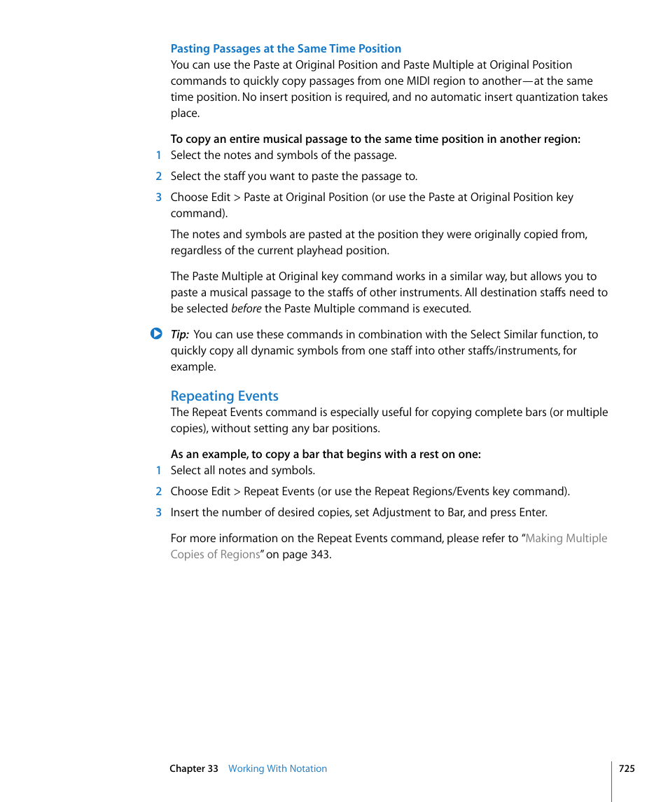 Repeating events | Apple Logic Express 8 User Manual | Page 725 / 1055