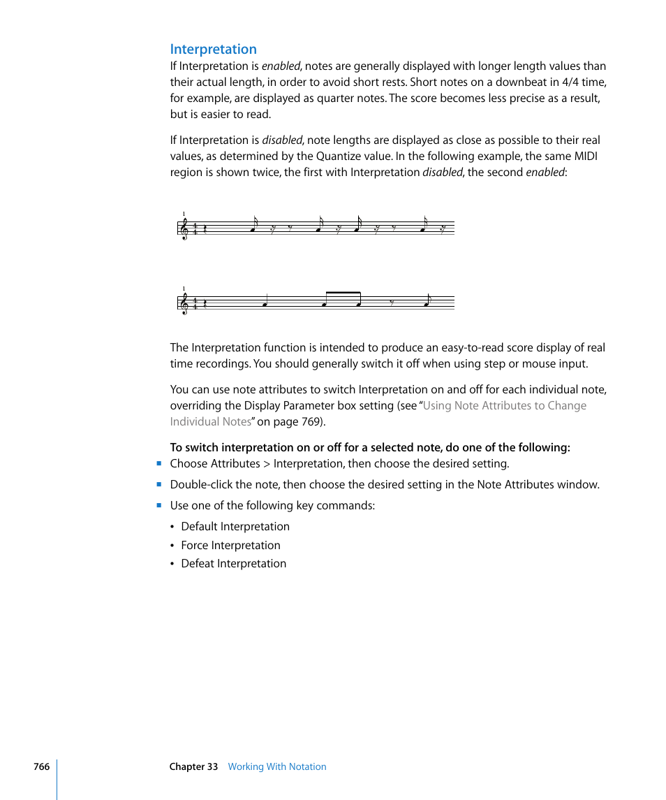 Interpretation, Etation should be turned off (see, Of beat one (see | Ers (see | Apple Logic Express 8 User Manual | Page 766 / 1055
