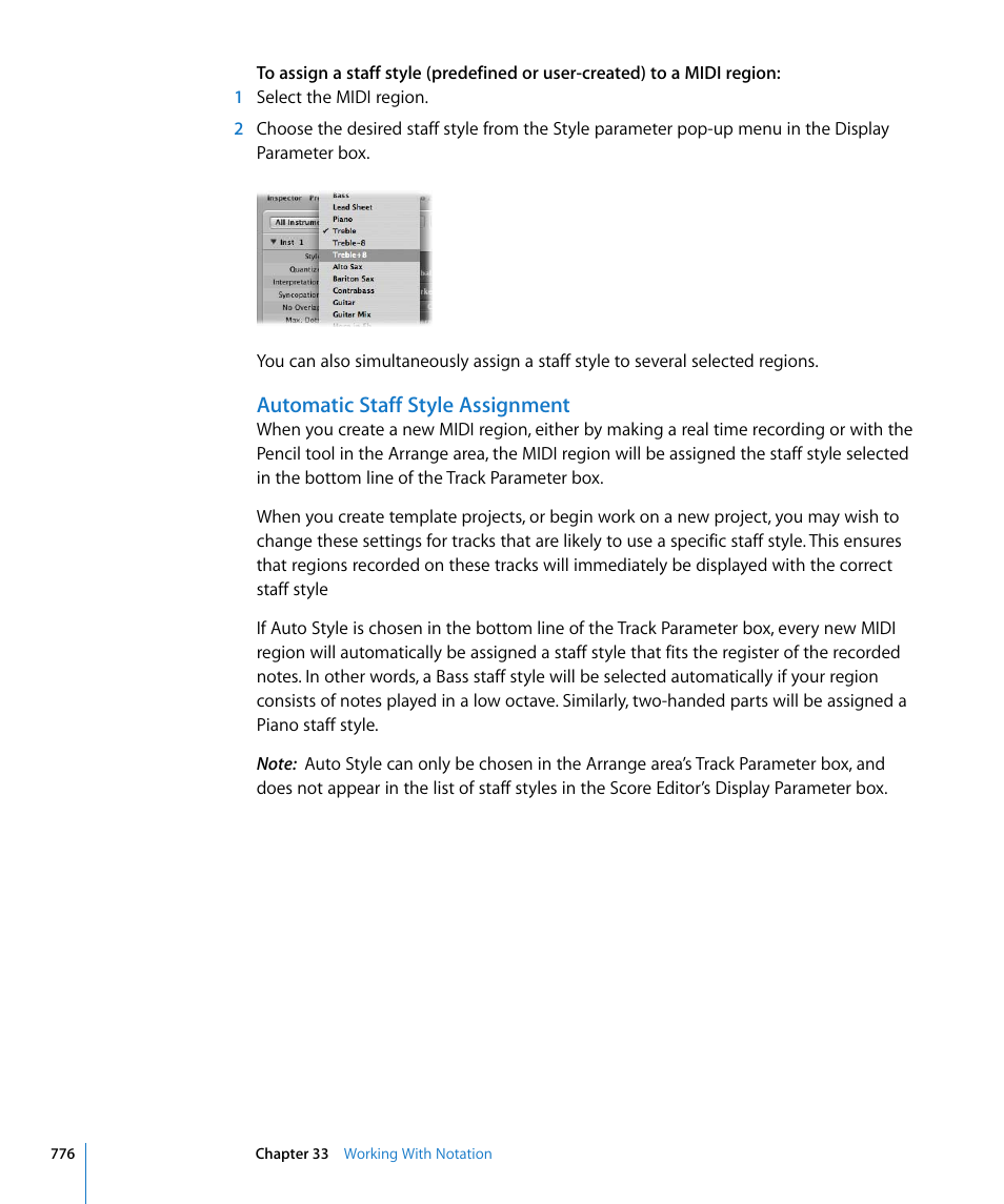 Automatic staff style assignment | Apple Logic Express 8 User Manual | Page 776 / 1055
