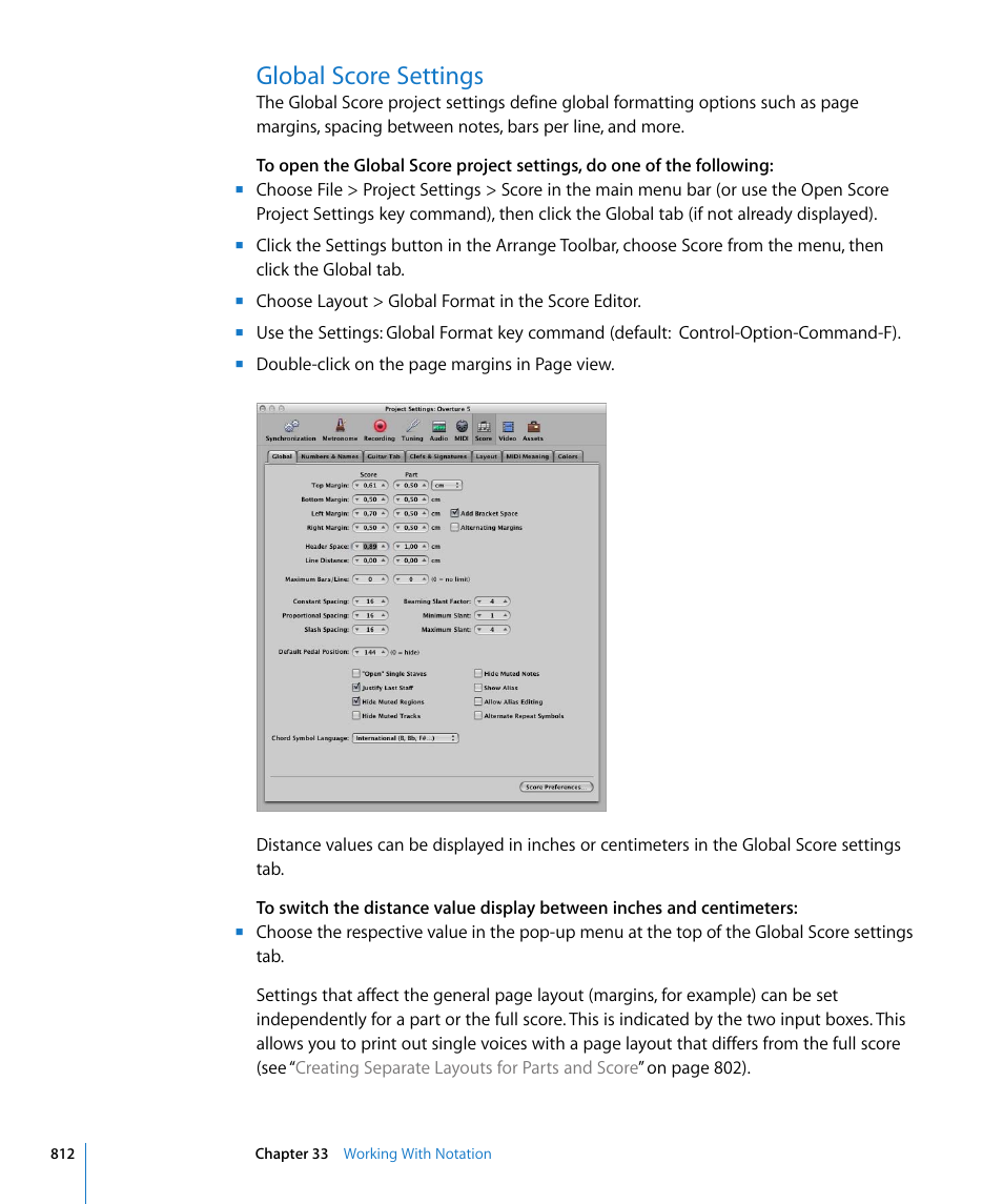 Global score settings, T settings (see | Apple Logic Express 8 User Manual | Page 812 / 1055