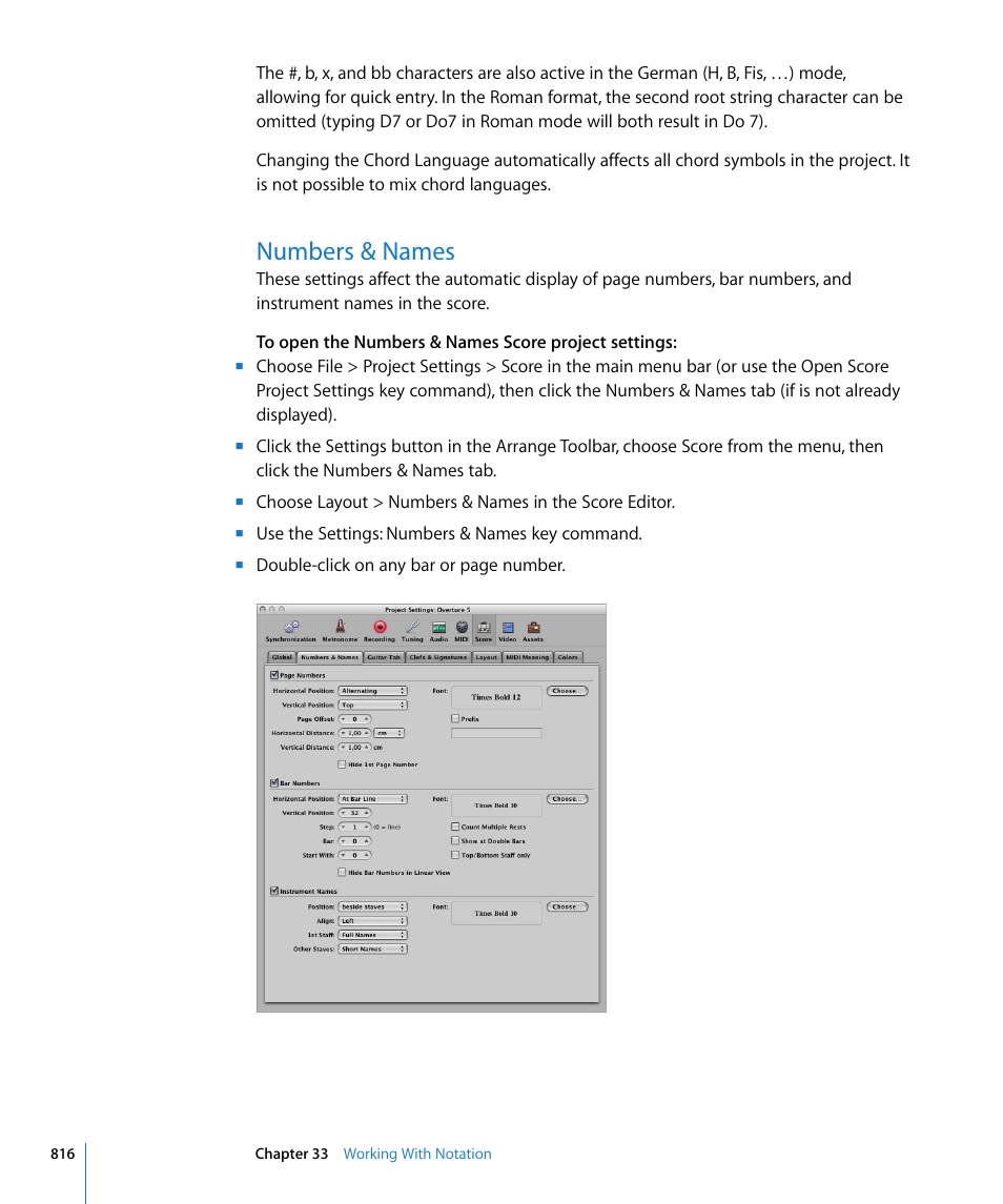 Numbers & names, Tion (see, T settings (see | Numbers, Names | Apple Logic Express 8 User Manual | Page 816 / 1055