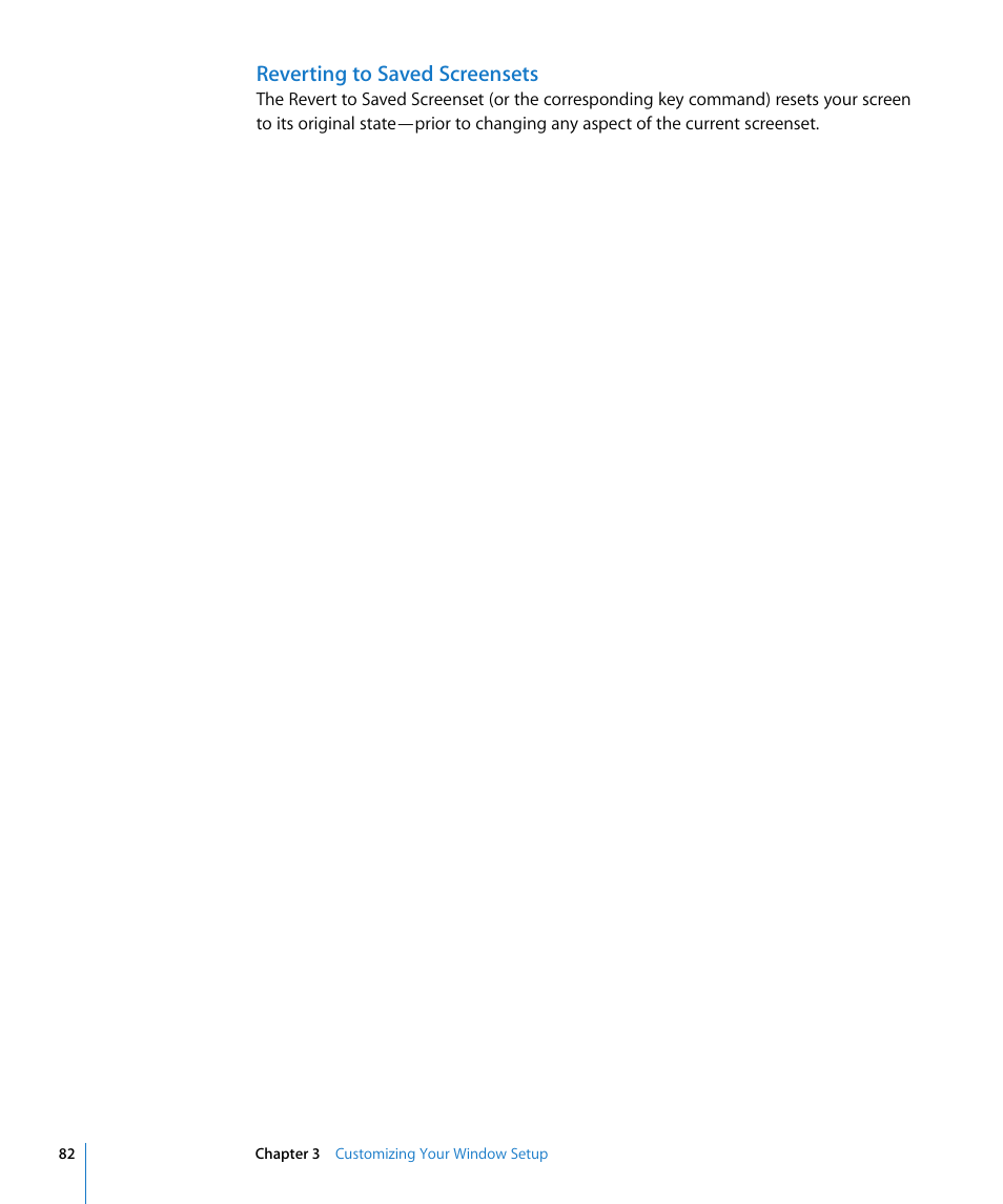 Reverting to saved screensets | Apple Logic Express 8 User Manual | Page 82 / 1055