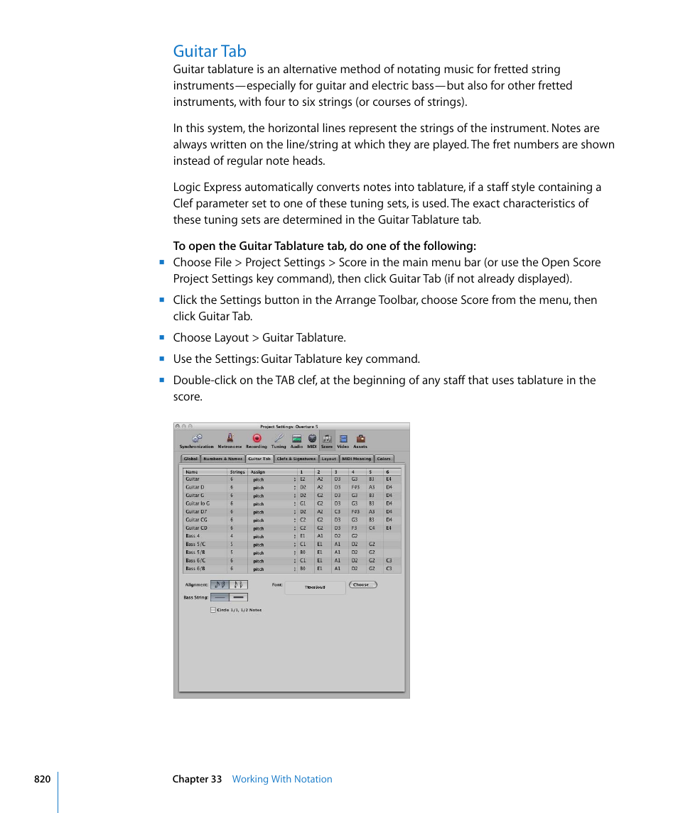 Guitar tab, E (see | Apple Logic Express 8 User Manual | Page 820 / 1055
