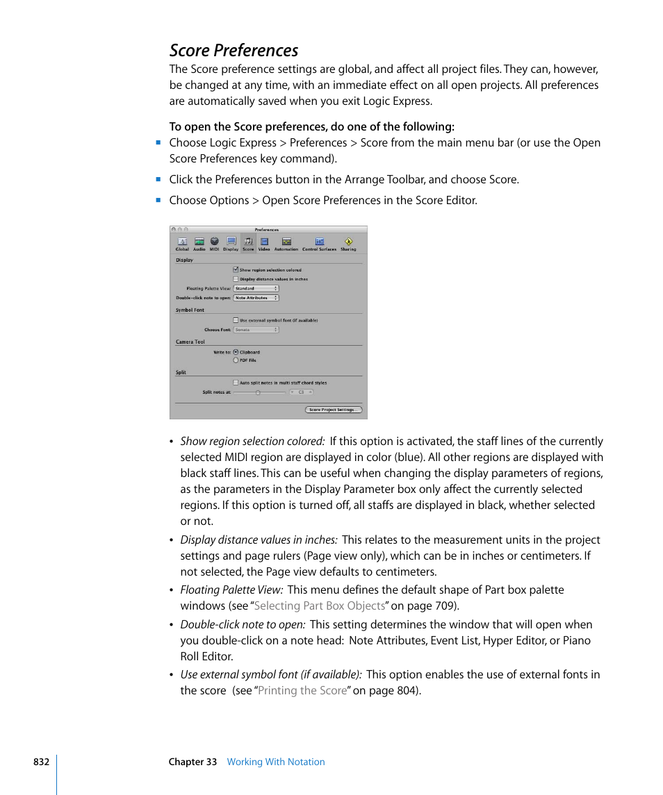 Score preferences | Apple Logic Express 8 User Manual | Page 832 / 1055