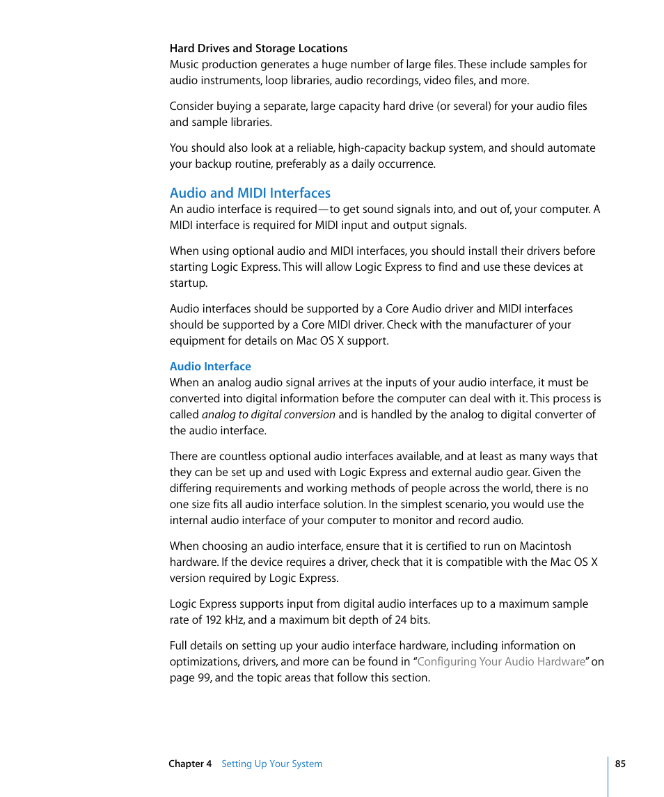 Audio and midi interfaces | Apple Logic Express 8 User Manual | Page 85 / 1055
