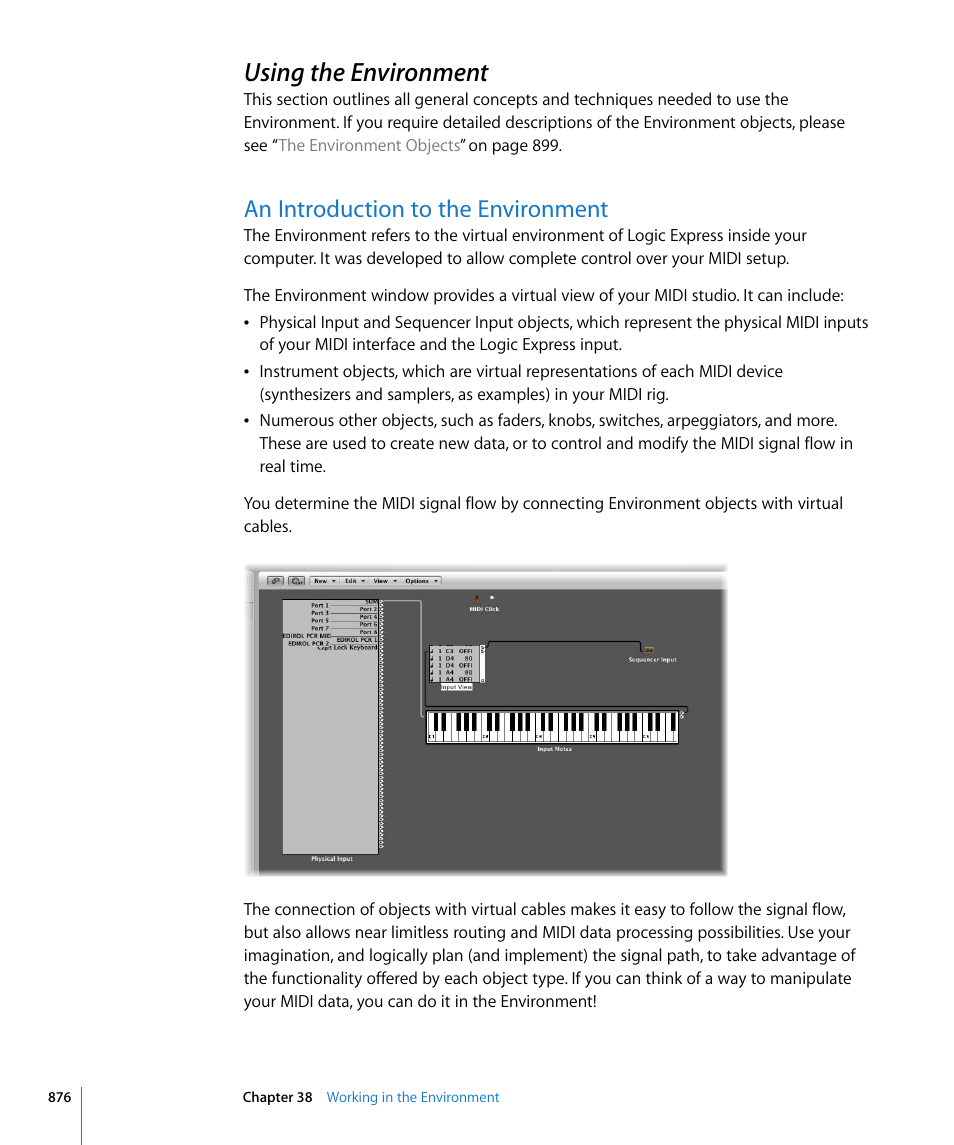 Using the environment, An introduction to the environment | Apple Logic Express 8 User Manual | Page 876 / 1055