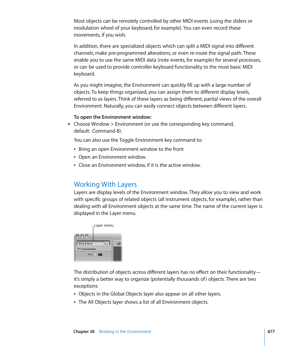 Working with layers | Apple Logic Express 8 User Manual | Page 877 / 1055