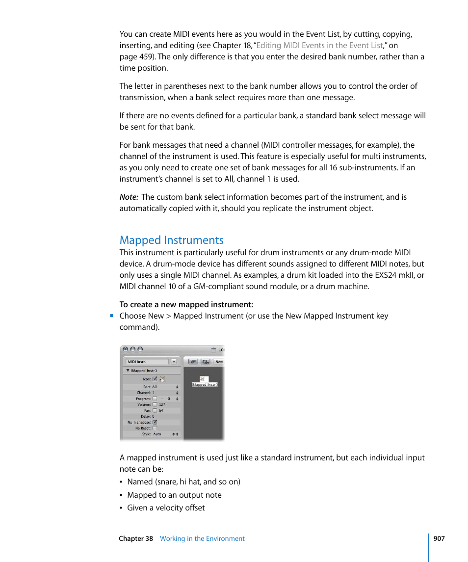 Mapped instruments, Mapped, Instruments | T (see | Apple Logic Express 8 User Manual | Page 907 / 1055