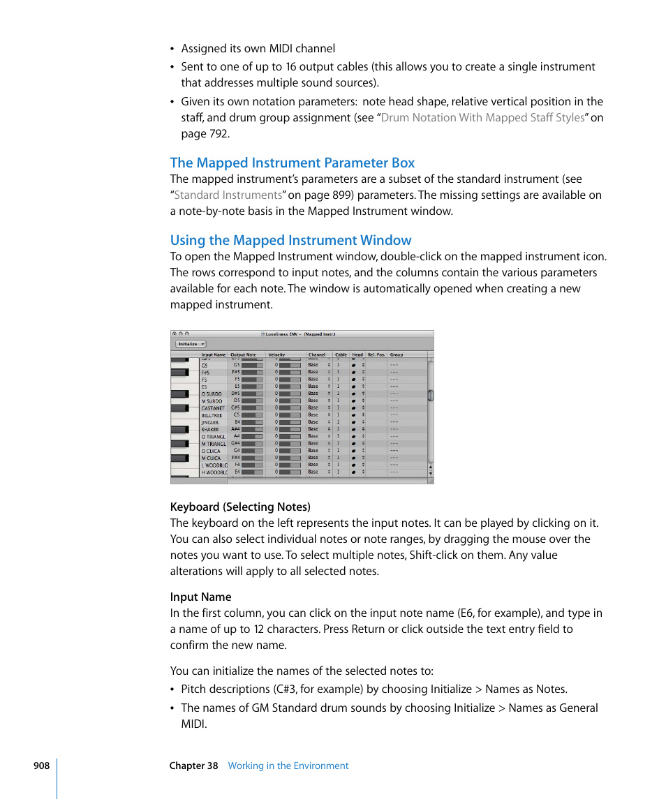The mapped instrument parameter box, Using the mapped instrument window | Apple Logic Express 8 User Manual | Page 908 / 1055
