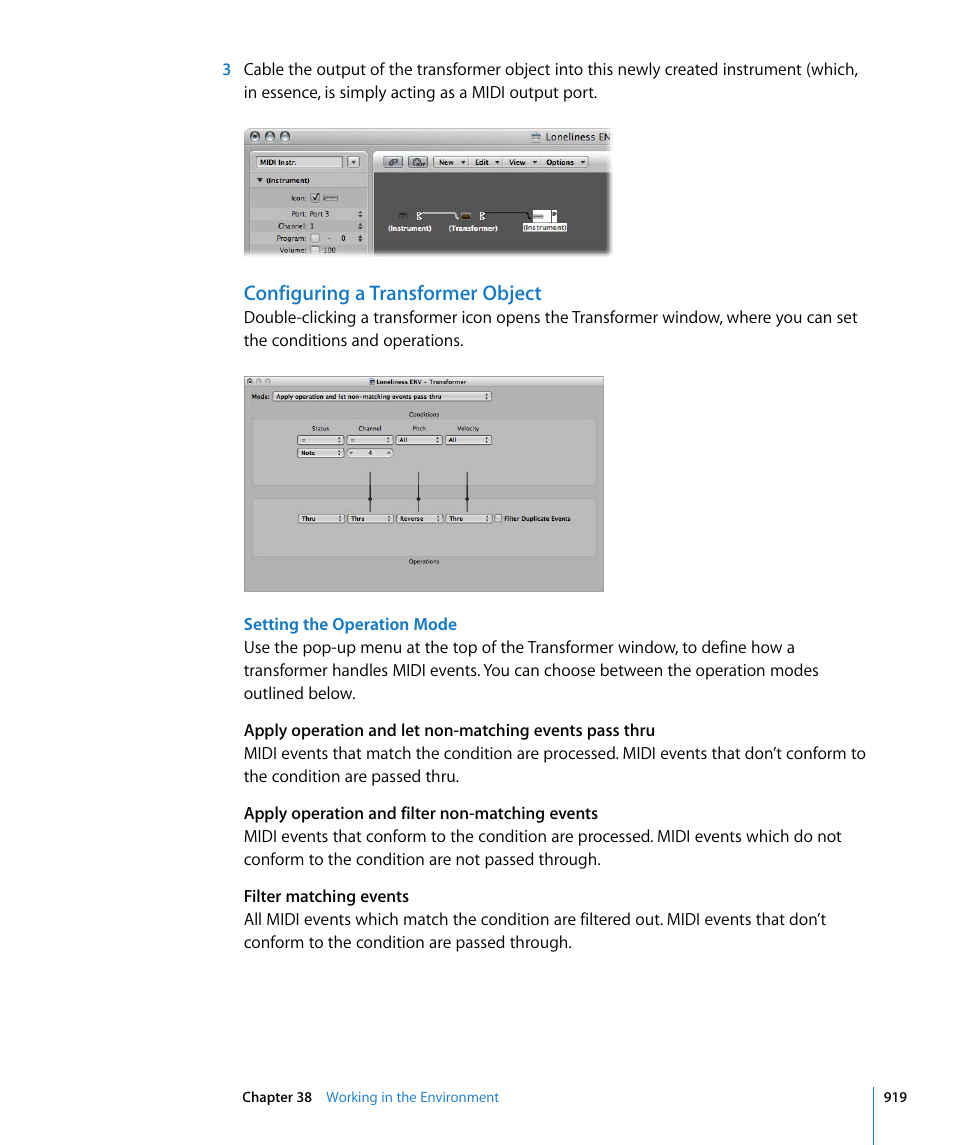 Configuring a transformer object | Apple Logic Express 8 User Manual | Page 919 / 1055