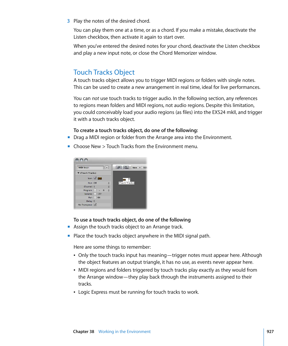 Touch tracks object | Apple Logic Express 8 User Manual | Page 927 / 1055