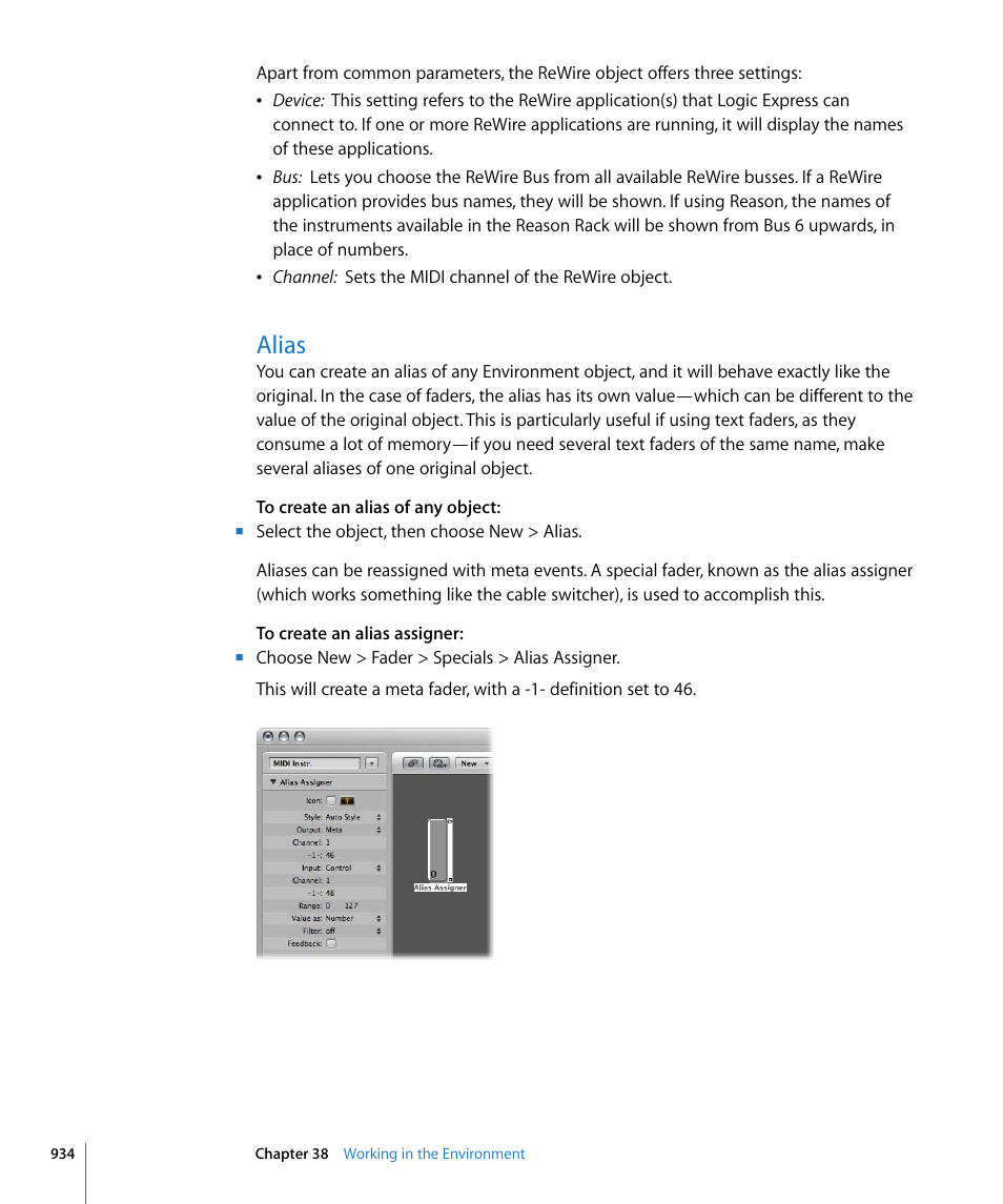 Alias | Apple Logic Express 8 User Manual | Page 934 / 1055