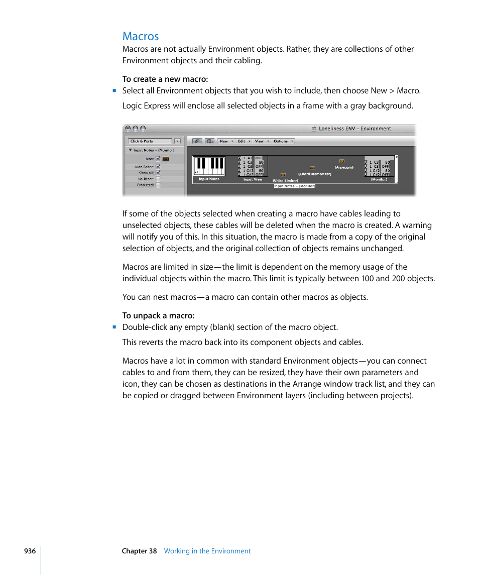 Macros | Apple Logic Express 8 User Manual | Page 936 / 1055