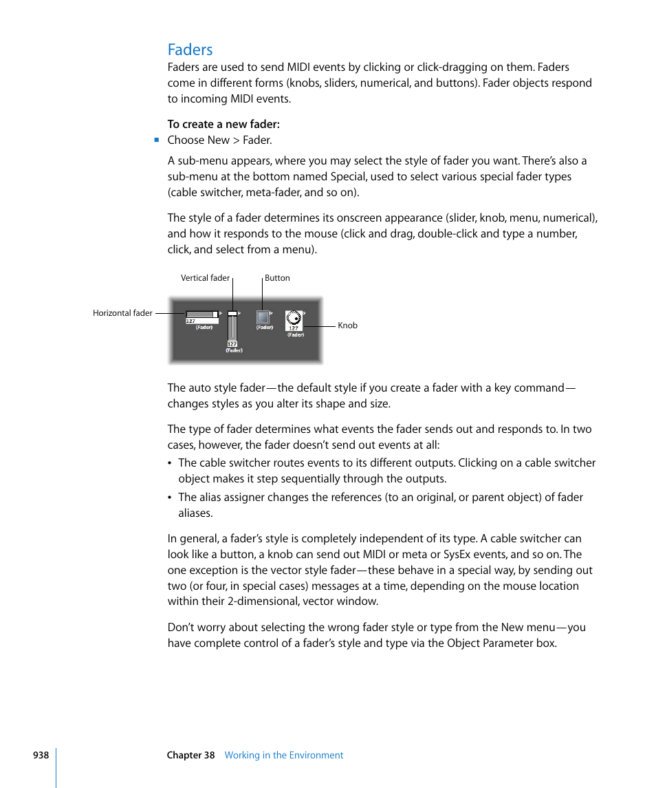 Faders | Apple Logic Express 8 User Manual | Page 938 / 1055