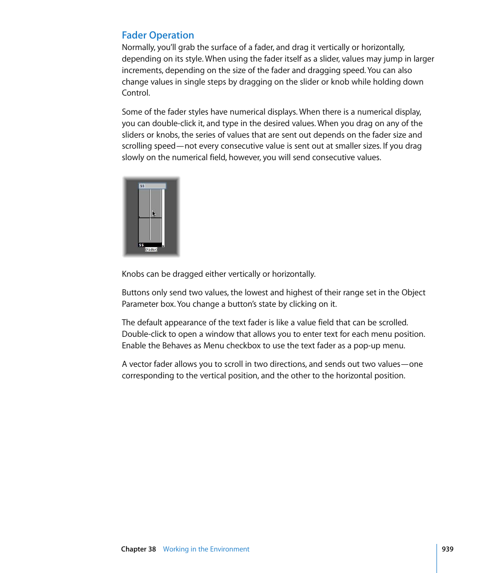 Fader operation | Apple Logic Express 8 User Manual | Page 939 / 1055
