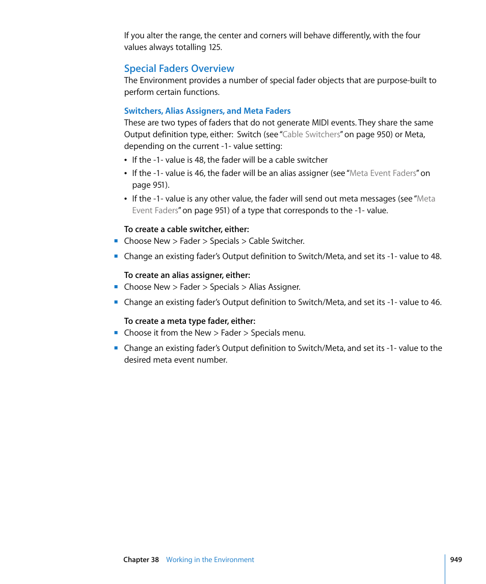 Special faders overview | Apple Logic Express 8 User Manual | Page 949 / 1055
