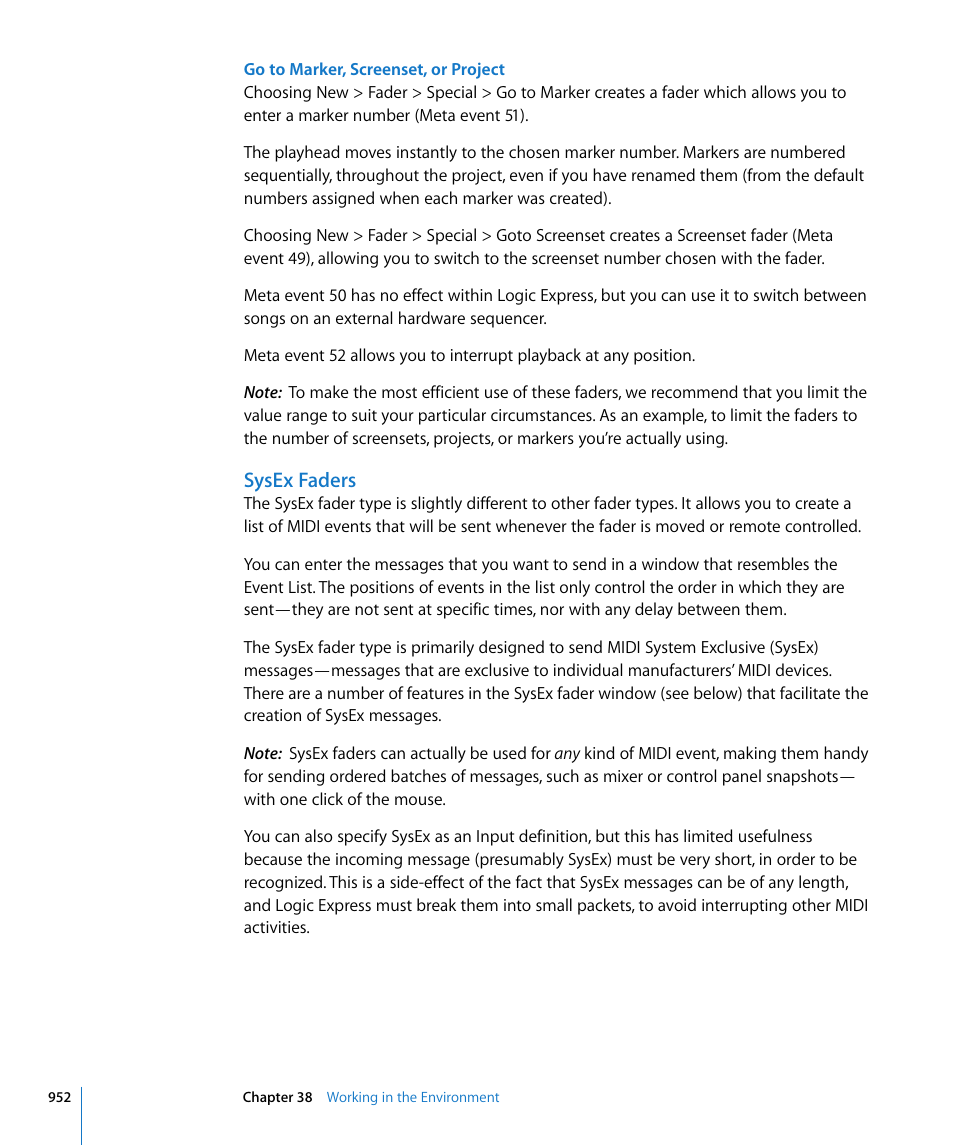 Sysex faders | Apple Logic Express 8 User Manual | Page 952 / 1055